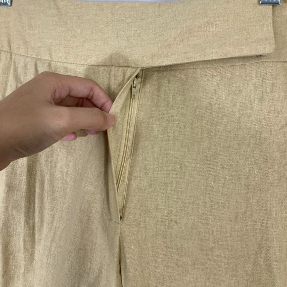 NEW Ashley Stewart Cream/Beige Straight Leg Linen Blend Pants size 14 - Picture 4 of 11
